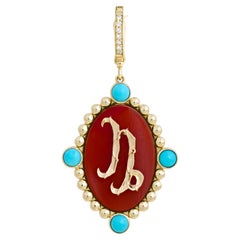 Heavenly Vices 14K Gold Capricorn Zodiac Pendant with Turquoise & Carnelian