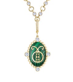 Heavenly Vices 14K Gold Taurus Zodiac Pendant with Diamonds & Malachite