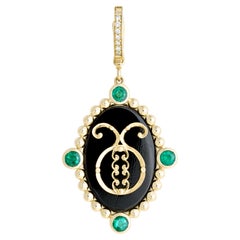 Heavenly Vices 14K Gold Taurus Zodiac Pendant with Emeralds & Onyx