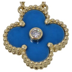 Pendant Necklace 1PD Christmas Limited Edition Yellow Gold Blue Ceramic