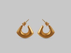 Alaca Crescent Shape 24K Pure Gold Earrings