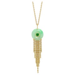 Ana De Costa Jade Tsavorite 18K Yellow Gold Art Deco Style Drop Pendant