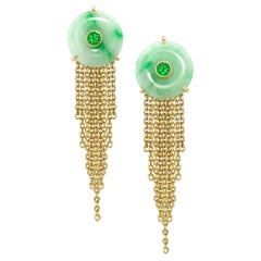 Ana de Costa Jade Tsavorite 18K Yellow Gold Art Deco Style Drop Earrings