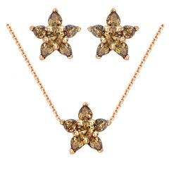 Ana De Costa 18K Rose Gold Brown Diamond Flower Drop Pendant