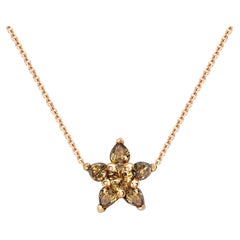 Ana De Costa 18K Rose Gold Brown Diamond Flower Drop Pendant