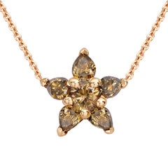 Ana de Costa 18K Rose Gold Cognac Diamond Flower Pendant, 0.45ct