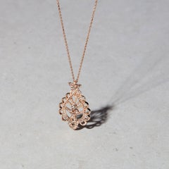 Ana De Costa 18k Rose Gold Brown Diamond Paisley Style Drop Pendant