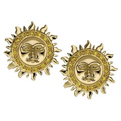Ana De Costa 18k Yellow Gold Yellow Diamond Sun Face Stud Earrings