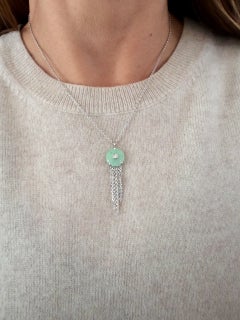 Ana De Costa Platinum Jade White Diamond Art Deco Style Drop Pendant