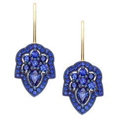 Ana de Costa 18K Yellow Gold Blue Gold Contemporary Sapphire Drop Earrings