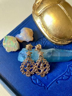 Ana De Costa 18K Rose Gold Brown Diamond Henna Paisley Style Drop Earrings