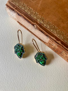 Ana De Costa 18k Yellow Gold Tsavorite Henna Drop Style Earrings