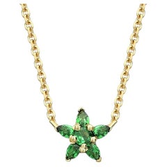 Ana De Costa 18K Yellow Gold Tsavorite Henna Flower Drop Pendant