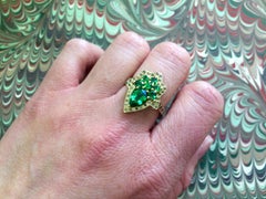Ana De Costa 18K Yellow Gold Tsavorite Brown Diamond Contemporary Cluster Ring