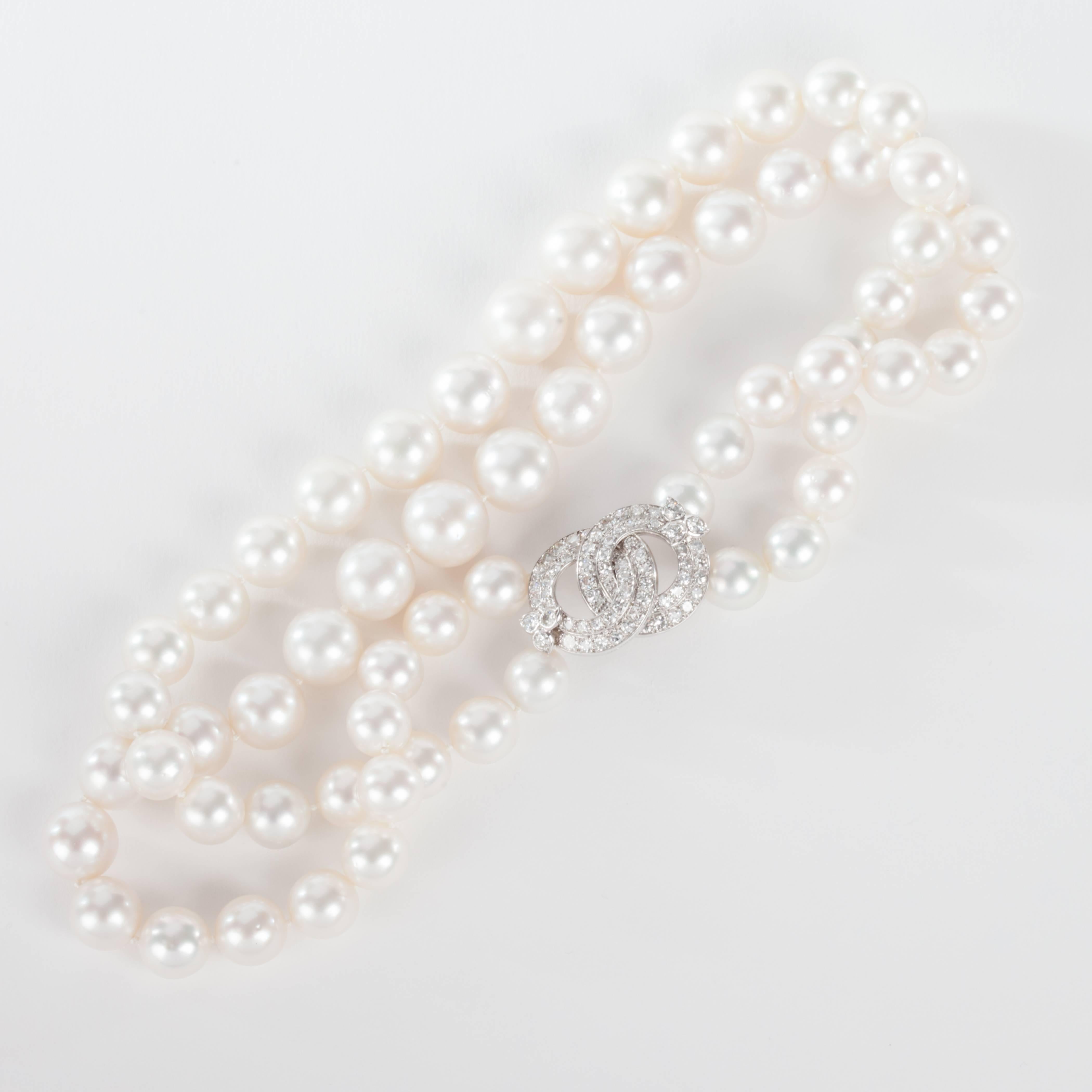 Contemporary Superb Van Cleef & Arpels South Sea Pearl Diamond Platinum Necklace