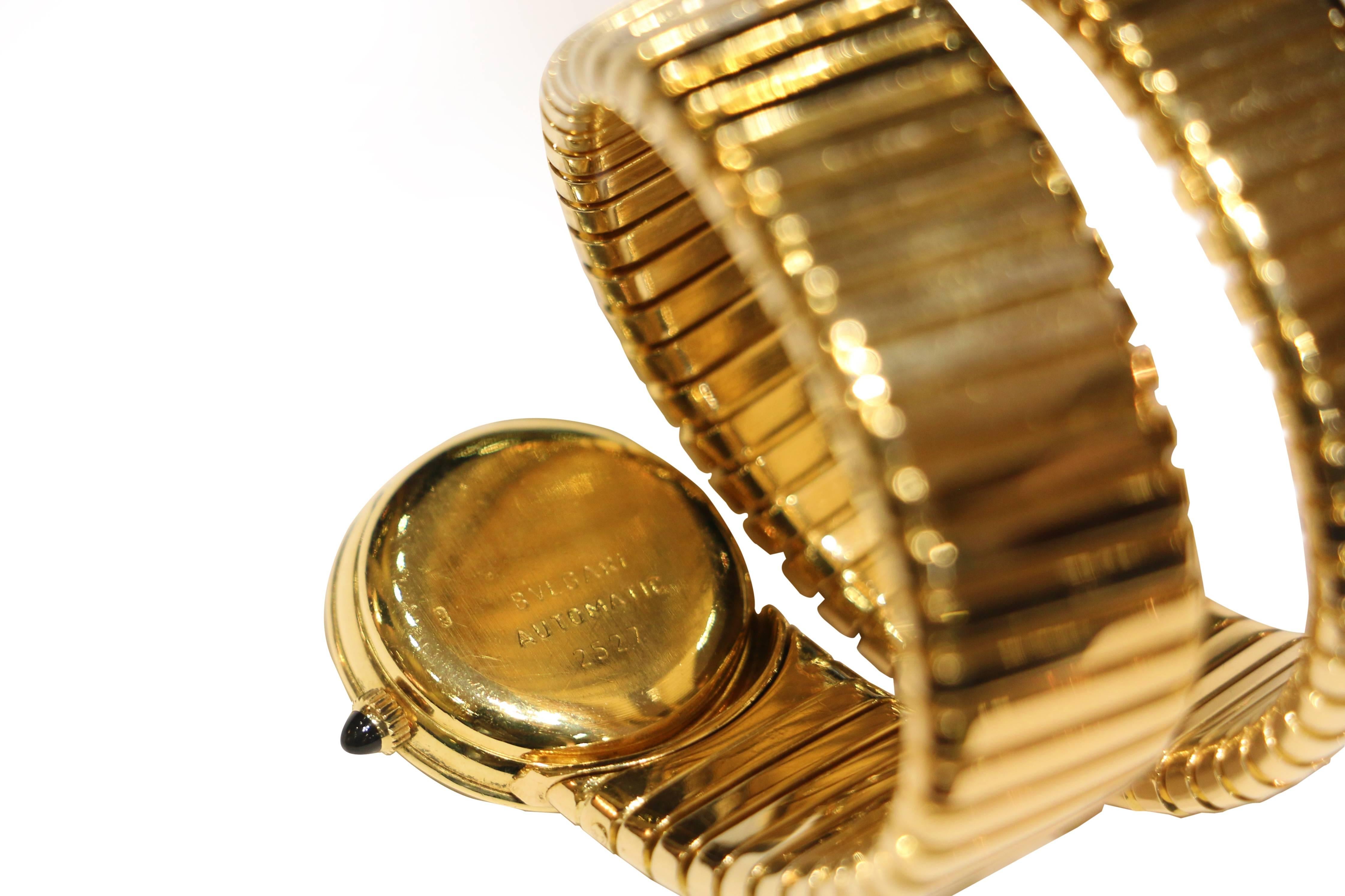 Bulgari Ladies Yellow Gold Tubogas Ebel Automatic Bracelet Wristwatch Ref 2527 For Sale 1