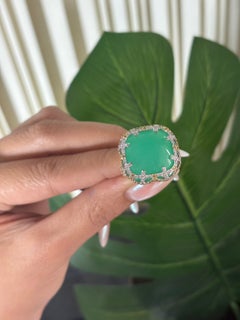 20.21 Carat Chrysoprase Diamond 18K White Gold Cocktail Ring