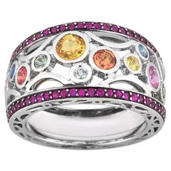 Anello BUBBLES in oro bianco 18 carati con zaffiri colorati assortiti