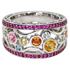 Anello BUBBLES in oro bianco 18 carati con zaffiri colorati assortiti