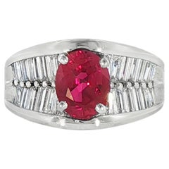Natural 2.26ct Eye Clean Burmese Ruby Ring With 1.40ctw Diamond Accents Platinum