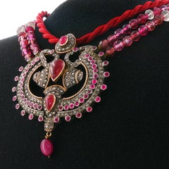Vintage Beaded Headpiece/Necklace set in Sterling Silver with 14K Gold Accents