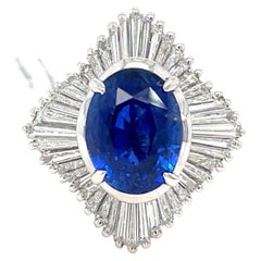 Natural Ceylon 3.07ct Sapphire With 1.08ctw Diamond Accents In A Platinum