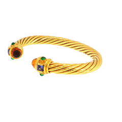 David Yurman Citrine, Emerald, & Tanzanite Cable Cuff Bracelet