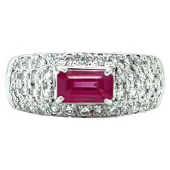 Natural 1.17ct Burmese Ruby With .75ctw Diamond Accents In 11.4g Platinum