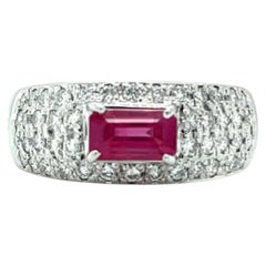 Natural 1.17ct Burmese Ruby With .75ctw Diamond Accents In 11.4g Platinum