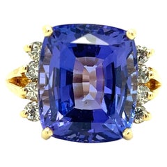 8ct Natural Tanzanite & 1/3ctw Natural Diamonds 14kt Yellow Gold Size 5.5