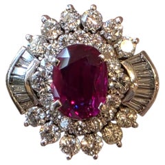 No Heat Natural Eye Clean 1.02ct Ruby & 1.18ctw Diamond Ring In Platinum