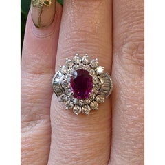 No Heat Natural Eye Clean 1.02ct Ruby & 1.18ctw Diamond Ring In Platinum