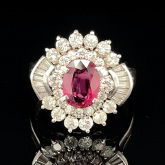 No Heat Natural Eye Clean 1.02ct Ruby & 1.18ctw Diamond Ring In Platinum