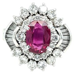 No Heat Natural Eye Clean 1.02ct Ruby & 1.18ctw Diamond Ring In Platinum
