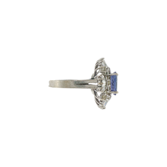 Vintage 2.5ct Blue Tanzanite and 1.25 CTW Diamond Ring Set in 14K White Gold