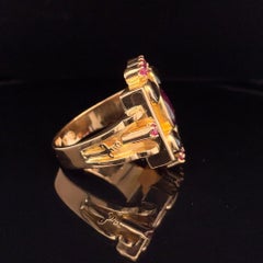 22kt Men's Gold Ring 1ctw Rubies 2ctw Star Rubies 3ctw Black Star Sapphires