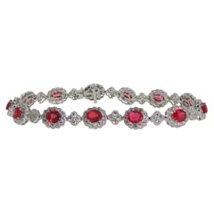Natural 5.62 ct Ruby and 2.85 ctw Diamond Bracelet Set in 18K White Gold