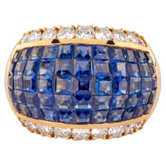 Stefan Hafner Invisibly Set Sapphire Diamond 18 karat Gold Bombé Ring