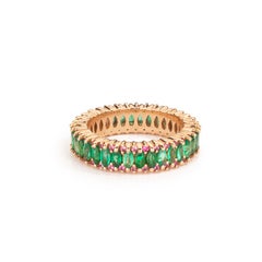 Marquise Cut Emerald Rose Gold Eternity Band Ring