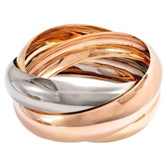 Cartier Rare Extra-Wide Vintage “Trinity” Bangle In Tri-Color Gold, 1980s