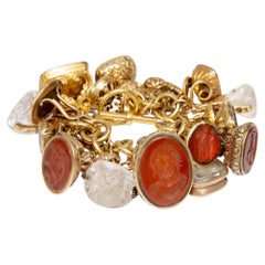 Unique Gold Bracelet by Cartier with Antique Seal Fobs, Paris c. 1985