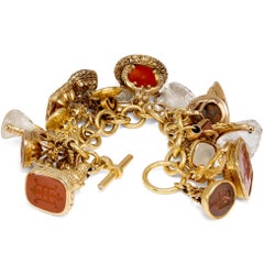 Unique Gold Bracelet by Cartier with Antique Seal Fobs, Paris c. 1985