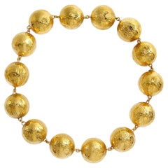 Vintage Gold Necklace with Crocodile Skin Texture, Gucci, c. 1985