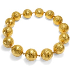 Vintage Gold Necklace with Crocodile Skin Texture, Gucci, c. 1985