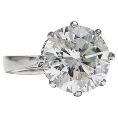 Vintage 5.44 ct Brilliant Cut Solitaire Ring in White Gold, Vienna c. 1995