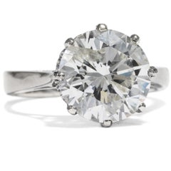 Vintage 5.44 ct Brilliant Cut Solitaire Ring in White Gold, Vienna c. 1995