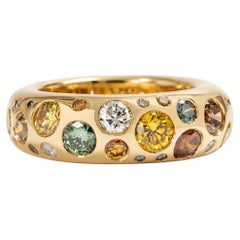 Vintage Ring with 2.40 ct Coulored Diamonds in Gold, Cartier, Paris 1993 & Later