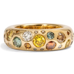 Vintage Ring with 2.40 ct Coulored Diamonds in Gold, Cartier, Paris 1993 & Later