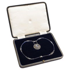 Tiffany & Co: Antique Platinum Necklace with Sapphires & Moonstones, c. 1915