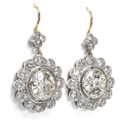 Earrings with 10.35 Ct “Old European Cut” Diamonds, c. 1985